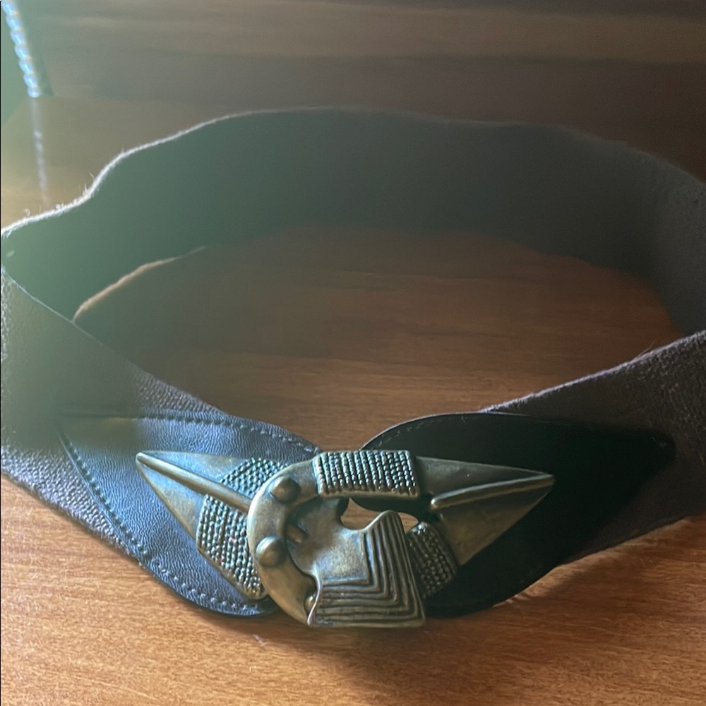 Brown elastic Belt with Decorative Buckle